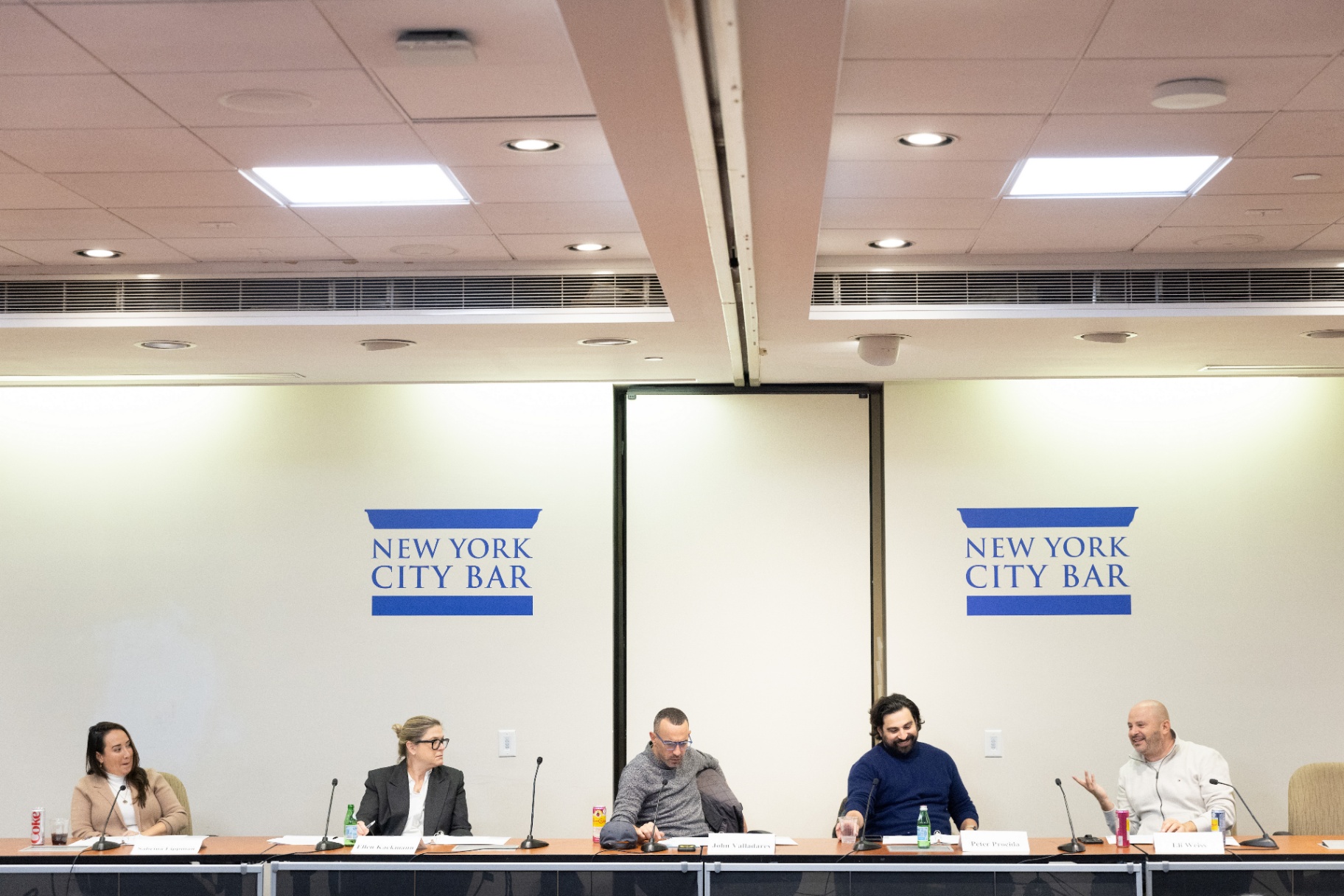 The panel seated at the dais during the discussion at the New York City Bar